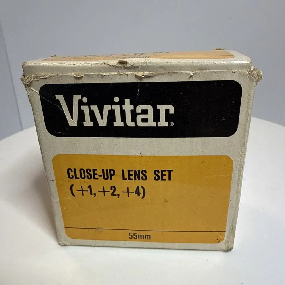 Vintage Vivitar Close-Up Lens Set 55mm +1 +2 +4 Macro Filters Japan with Box